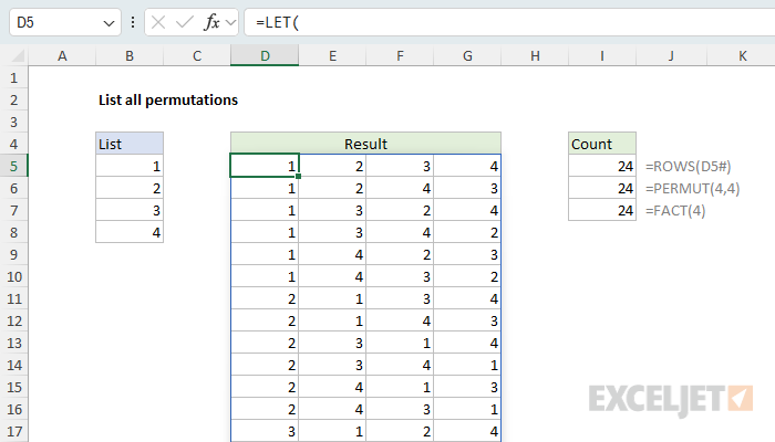 List all permutations of a list