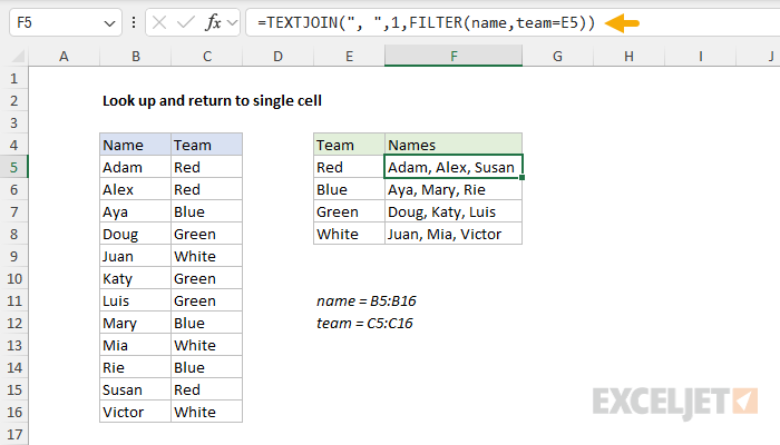 Look up and return to single cell
