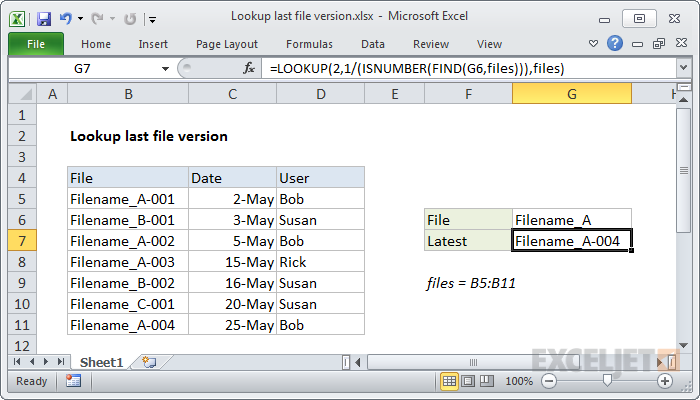 Lookup last file version