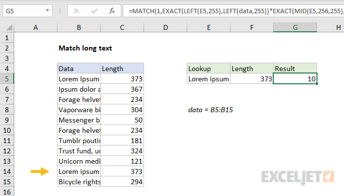 Match long text