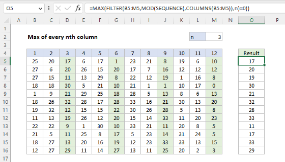 Excel Max of every nth column