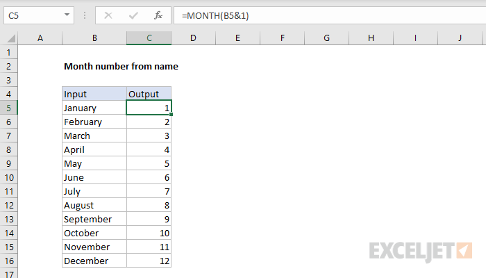 Month number from name