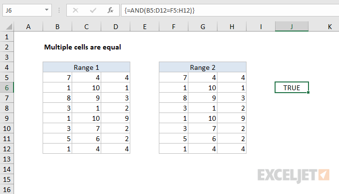 Multiple cells are equal