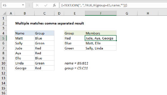 Excel Multiple matches in comma separated list