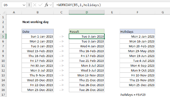 Excel Next working day