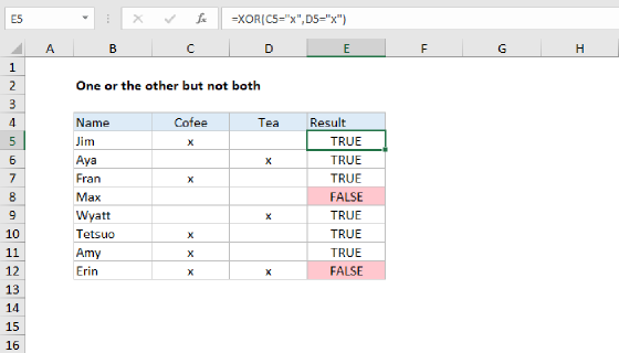Excel One or the other not both