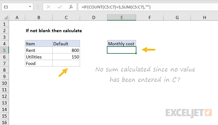 Only calculate if not blank