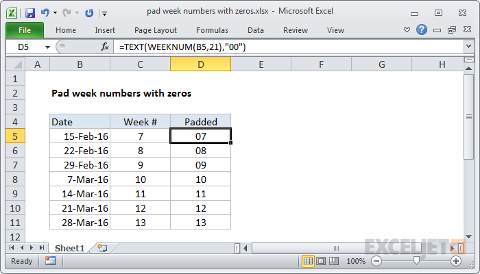 Pad week numbers with zeros