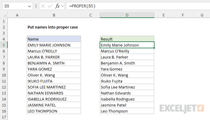 Put names into proper case
