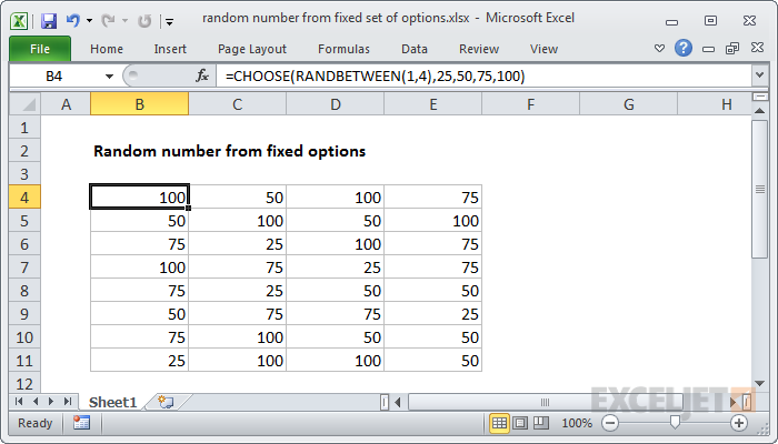 Random number from fixed set of options