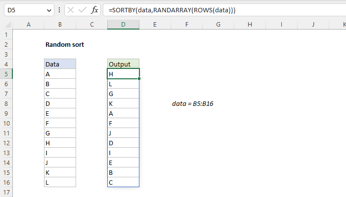 Random sort - Excel formula | Exceljet