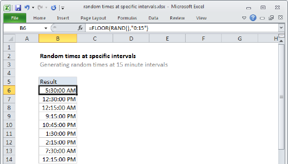 Excel Random times at specific intervals