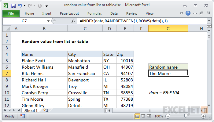 Random value from list or table