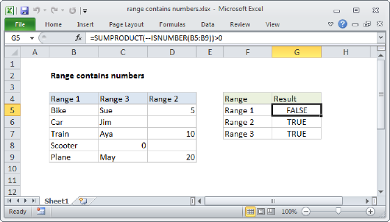 Excel Range contains numbers