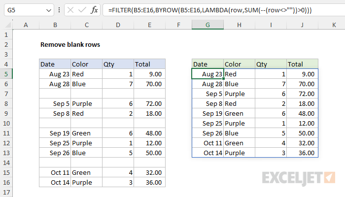 Remove blank rows