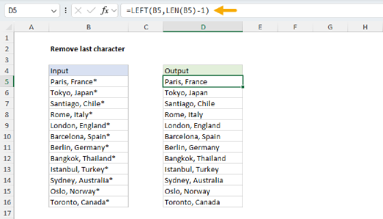 Excel Remove characters from right