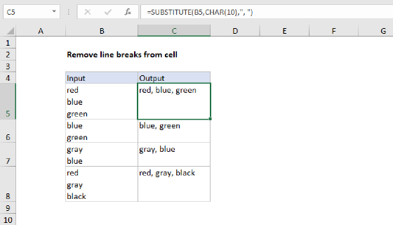 Excel Remove line breaks