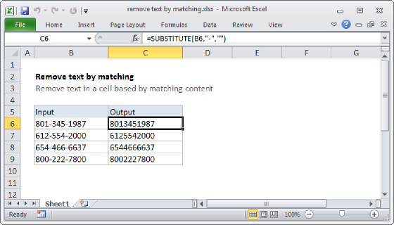 Excel Remove text by matching