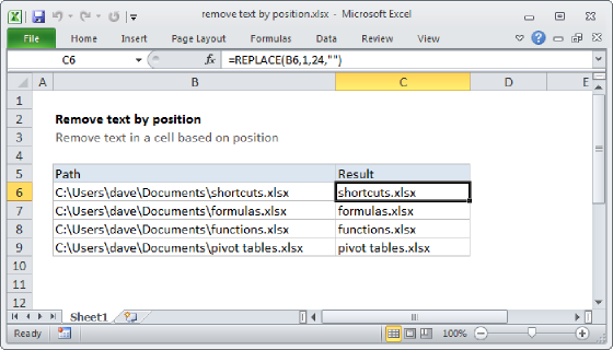 Excel Remove text by position