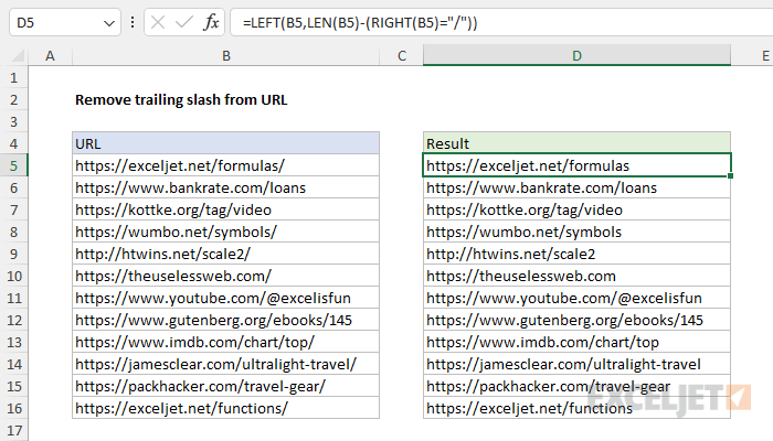 Remove trailing slash from url