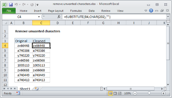 Excel Remove unwanted characters