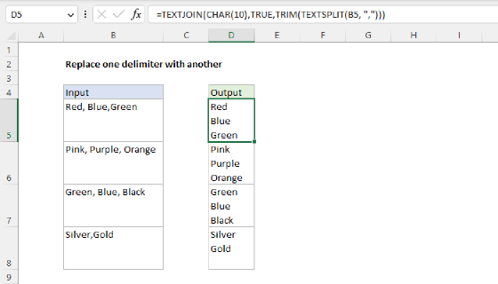Excel Replace one delimiter with another