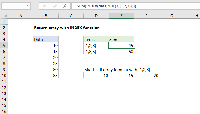 Return array with INDEX function - Excel formula | Exceljet