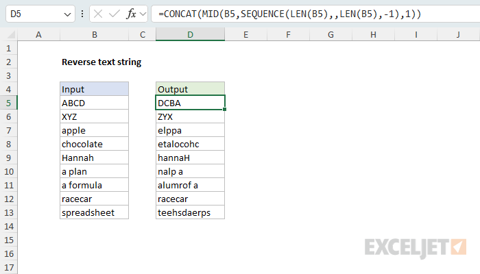 Reverse text string