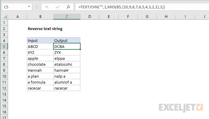 Reverse text string