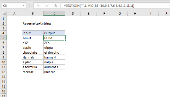 Excel Reverse text string