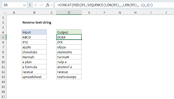 Excel Reverse text string