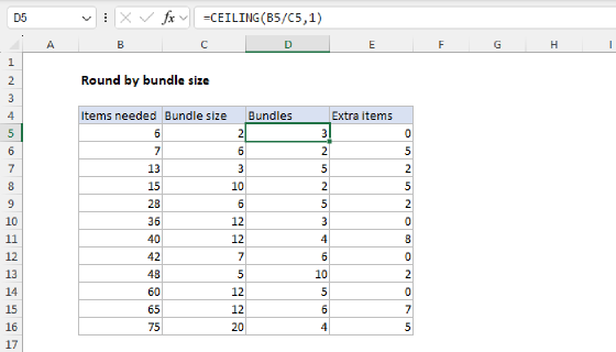 Excel Round by bundle size