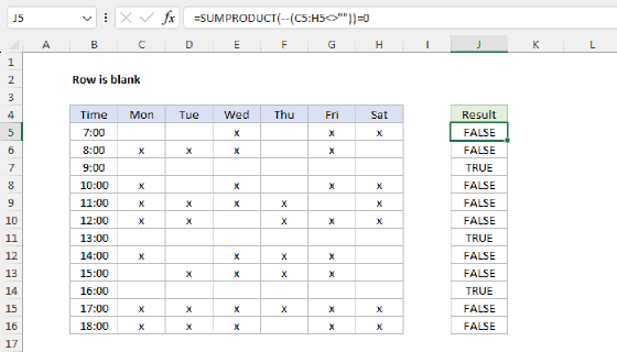 Excel Row is blank