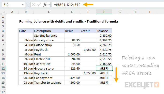Deleting a row causes cascading #REF! errors