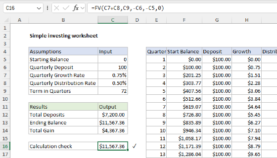 Excel Simple investing worksheet