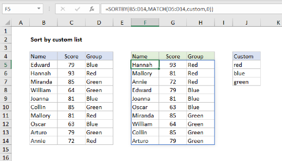 Excel Sort by custom list