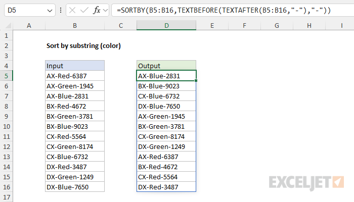 Sort by substring