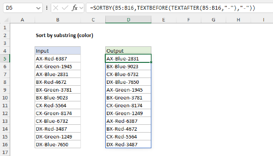 Excel Sort by substring