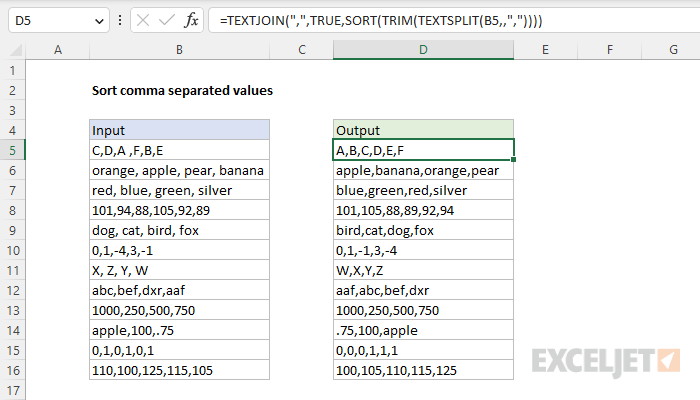 Sort comma separated values