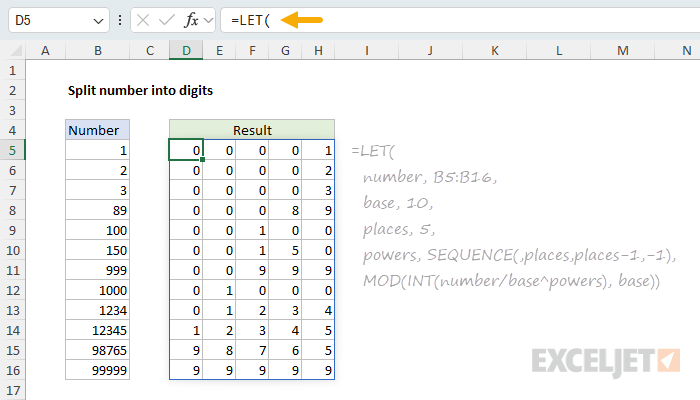 Split number into digits