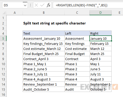Formulas for splitting text in older versions of Excel