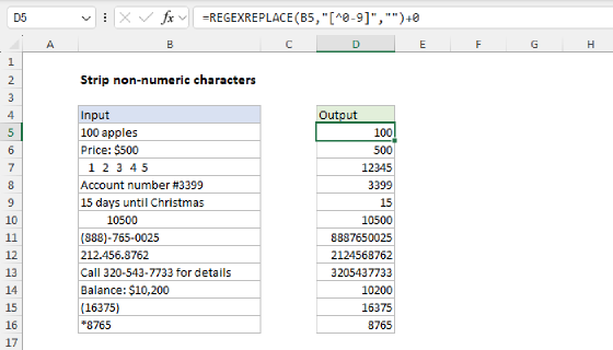Excel Strip non-numeric characters