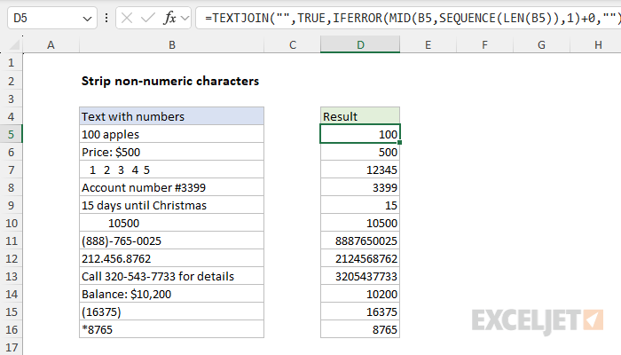 Removing non-numeric characters in an older version of Excel