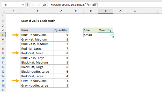 Excel Sum if ends with