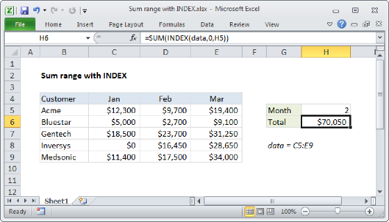 Excel Sum range with INDEX