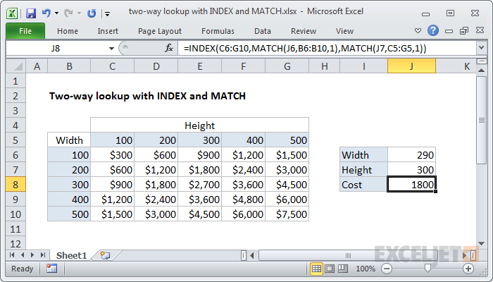 Two-way lookup with INDEX and MATCH