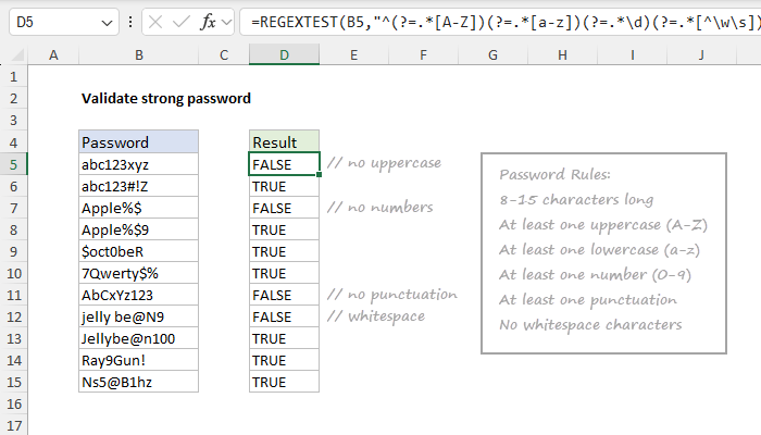 Validate strong password