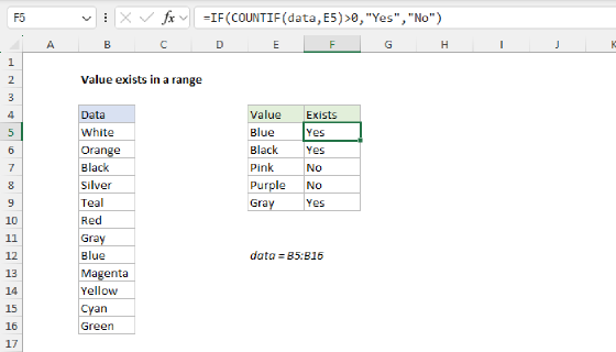 Excel Value exists in a range