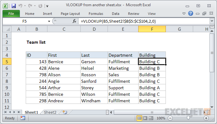 VLOOKUP from another sheet
