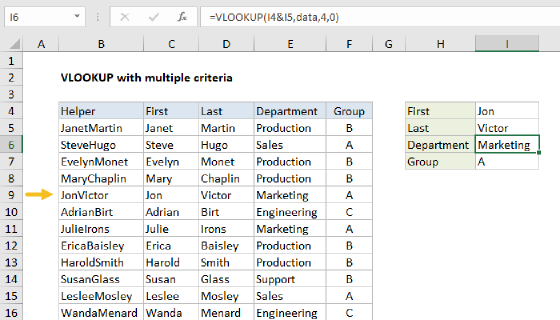 Excel VLOOKUP with multiple criteria